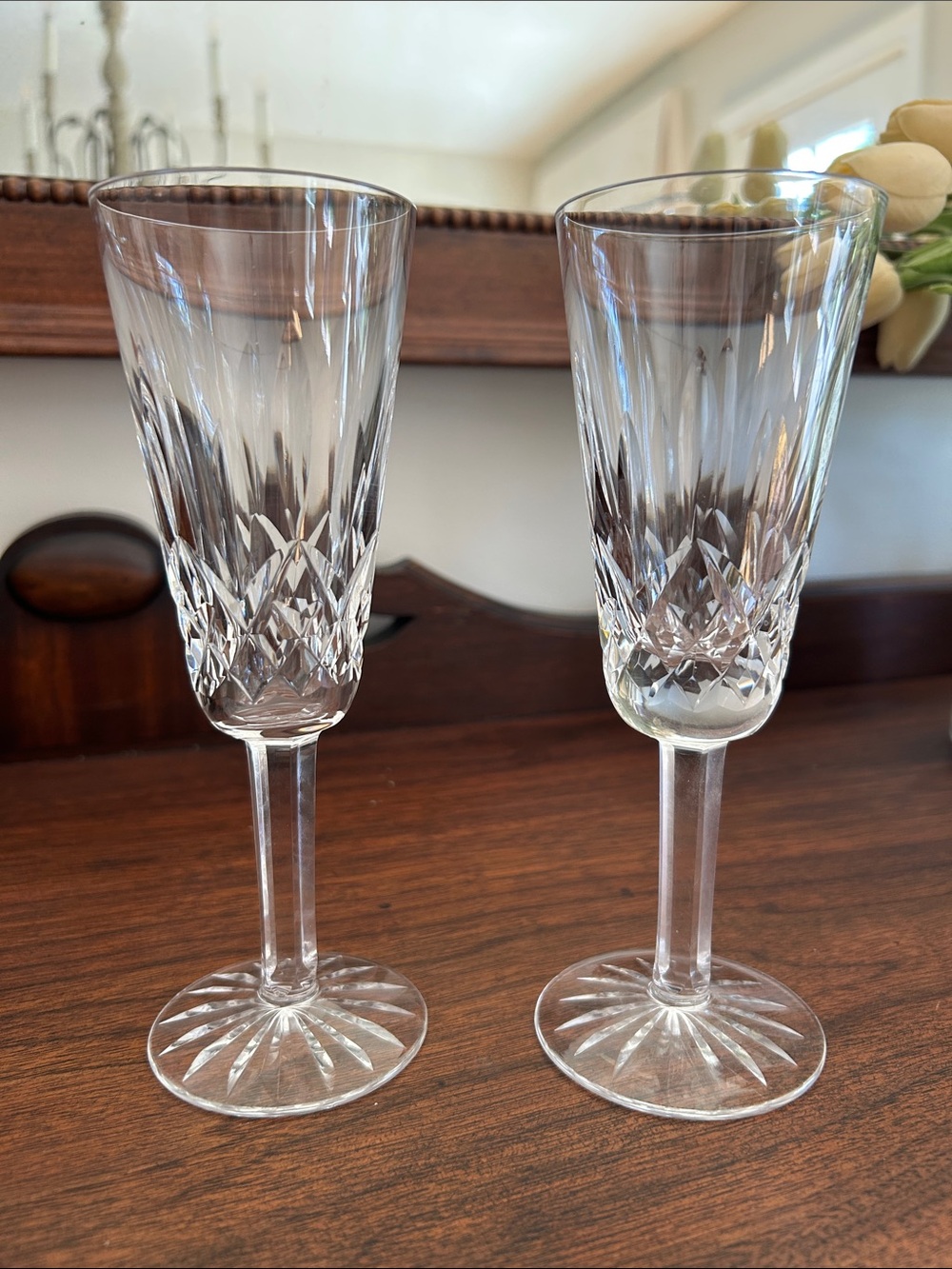 Cut Crystal Champagne Flutes (Pair)